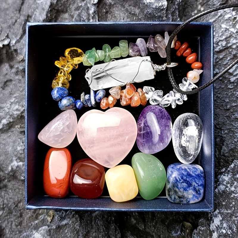 Chakra Stone Set Raw Bracelets Hexagonal Necklaces